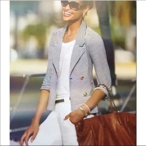 CAbi 823 Navy & White Striped Life Jacket Nautical Blazer  Medium